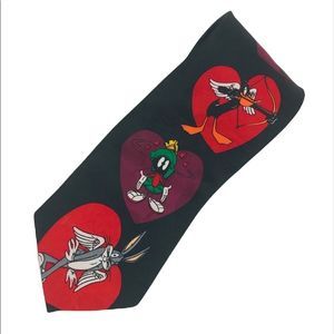 Looney Toons Characters Heart Tie Black & Red